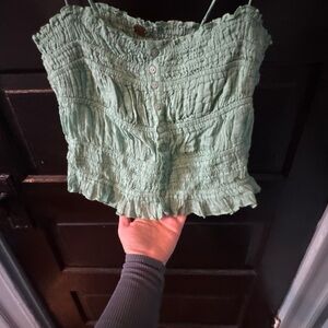 Free People Mint Green Smocked Camisole